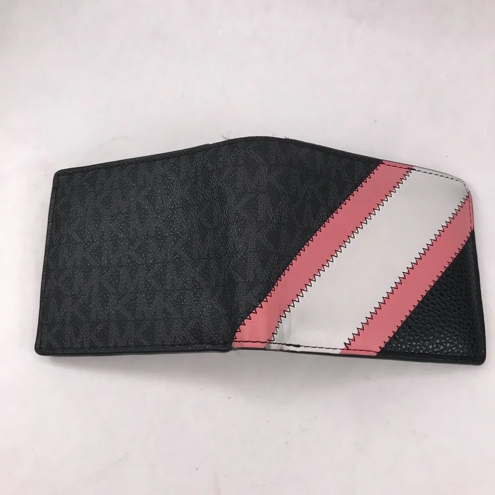 Michael Kors Men’s Cooper Billfold Coin Pocket Bifold Pink Stripe Wallet